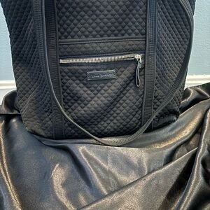 Vera Bradley Black Quilted Laptop Tote with Front Zip Pocket